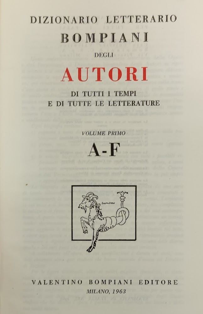 DIZIONARIO LETTERARIO BOMPIANI DEGLI AUTORI DI TUTTI I TEMPI E …