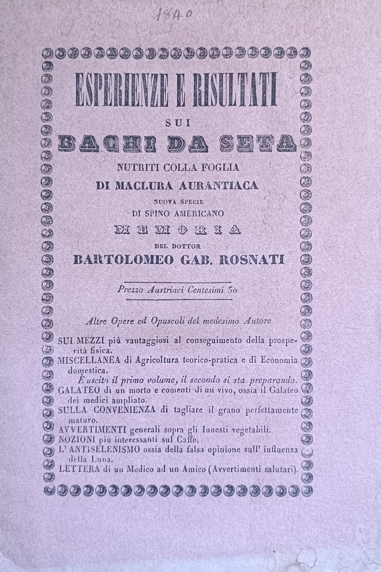 ESPERIENZE E RISULTATI SUI BACHI DA SETA NUTRITI COLLA FOGLIA …