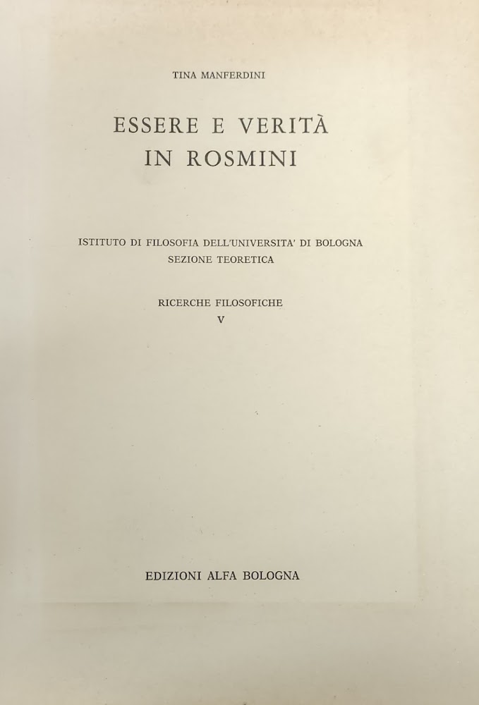 ESSERE E VERITÀ IN ROSMINI