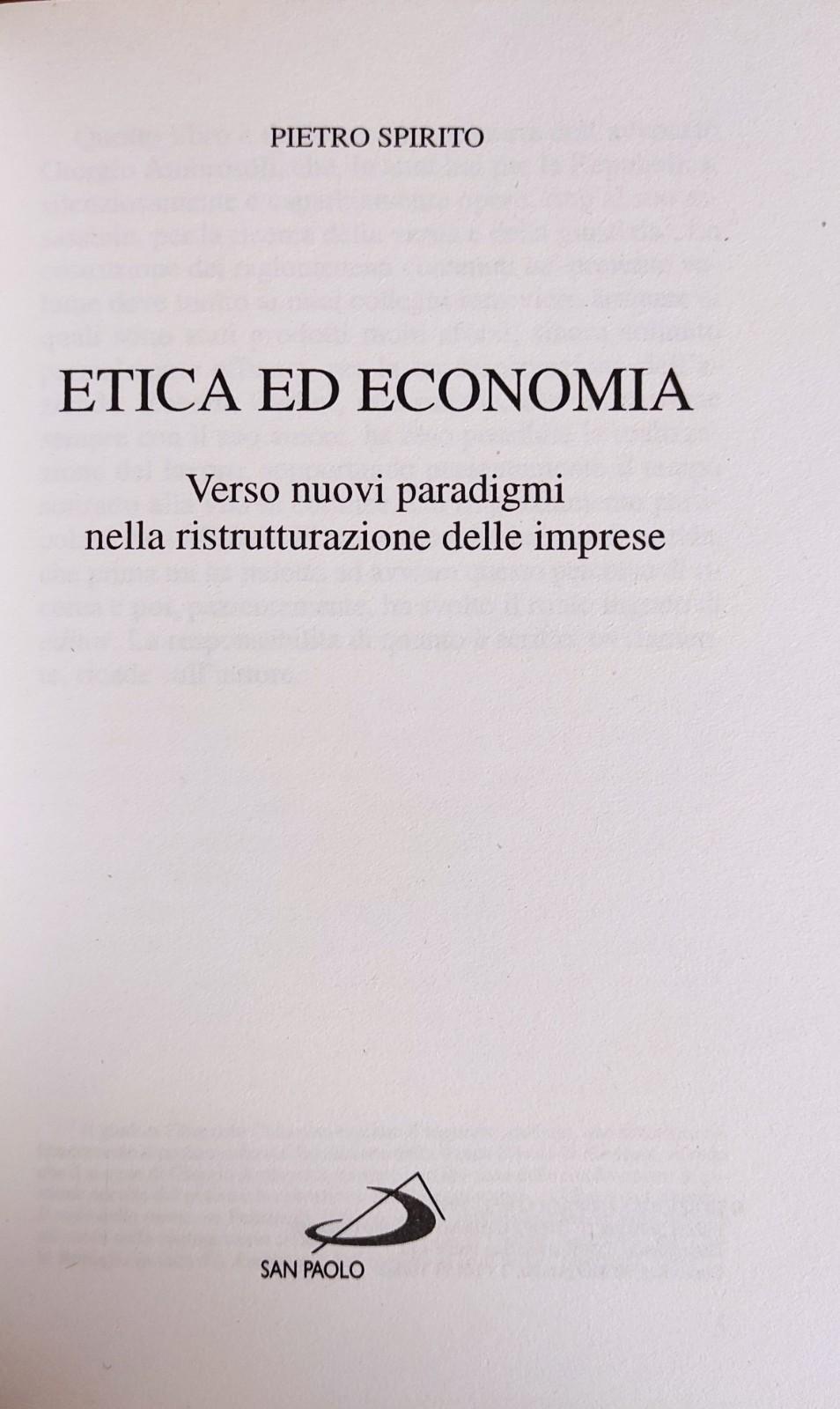 ETICA ED ECONOMIA. VERSO NUOVI PARADIGMI NELLA RISTRUTTURAZIONE DELLE IMPRESE