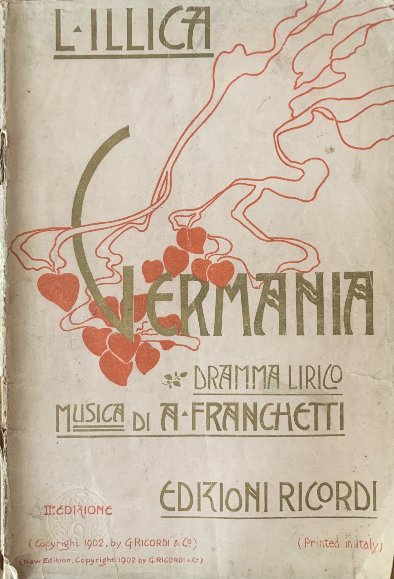 GERMANIA. DRAMMA LIRICO IN UN PROLOGO, DUE QUADRI E UN …