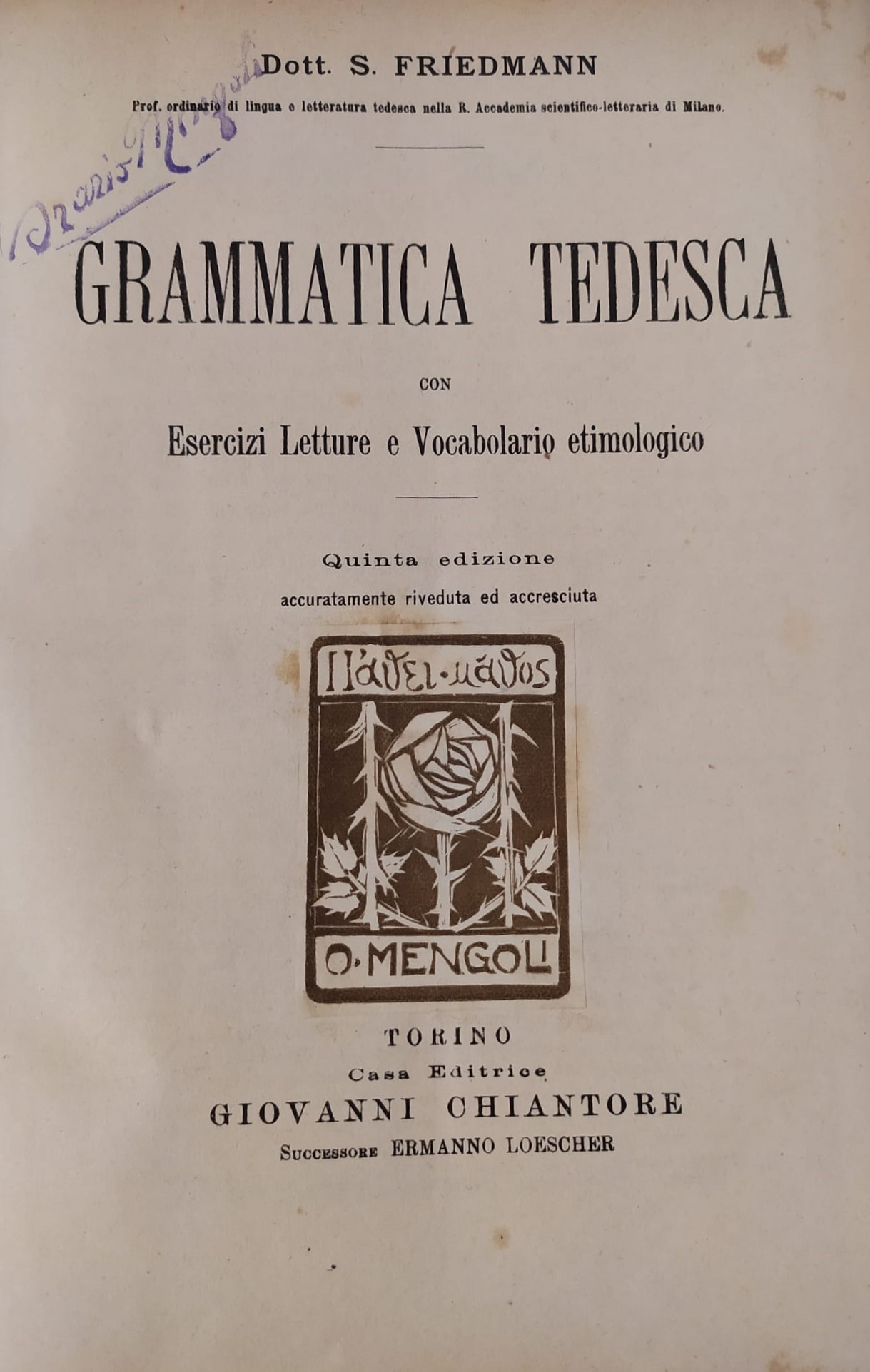 GRAMMATICA TEDESCA CON ESERCIZI LETTURE E VOCABOLARIO ETIMOLOGICO