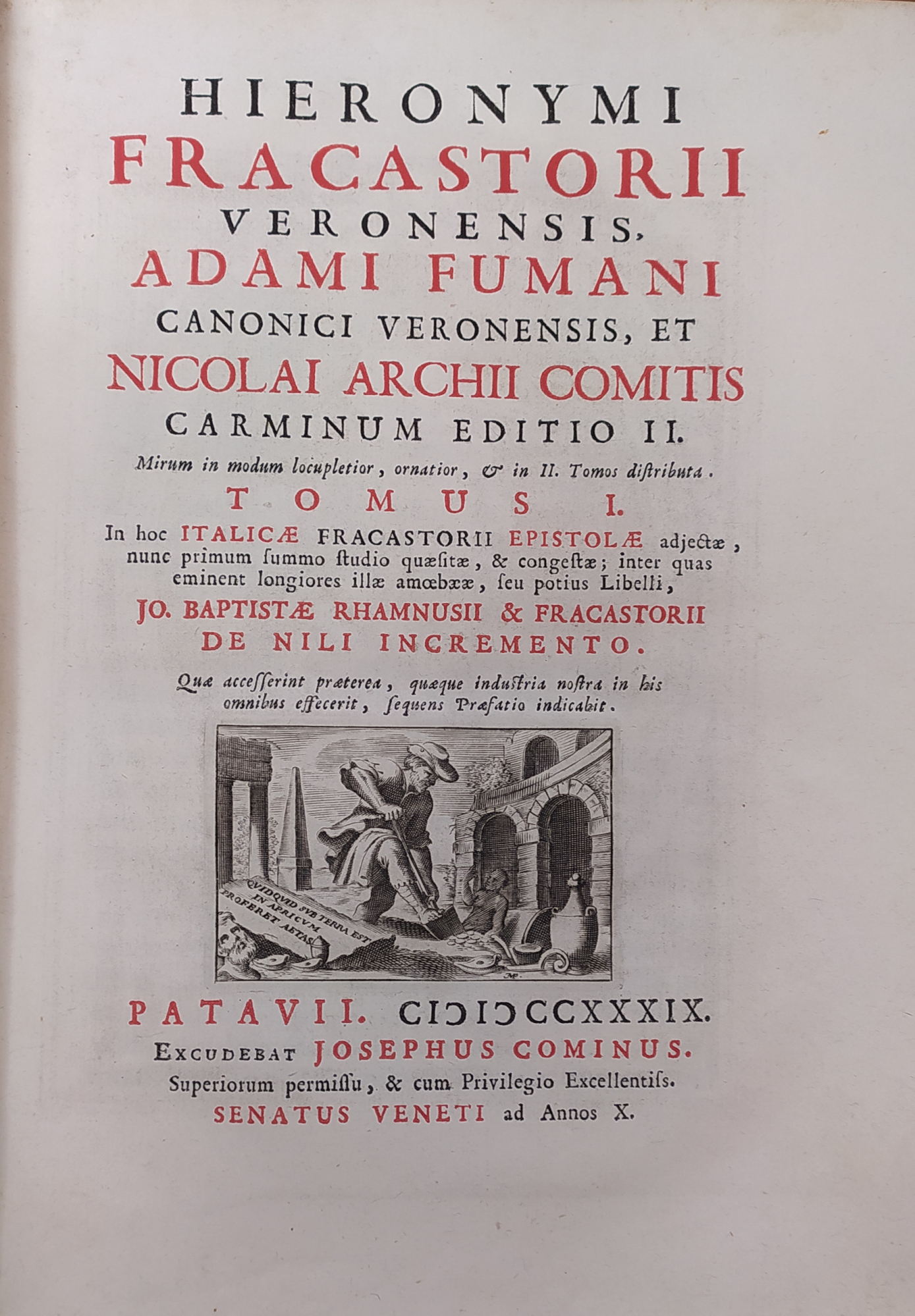 HIERONYMI FRACASTORII VERONENSIS, ADAMI FUMANI CANONICI VERONENSIS, ET NICOLAI ARCHII …
