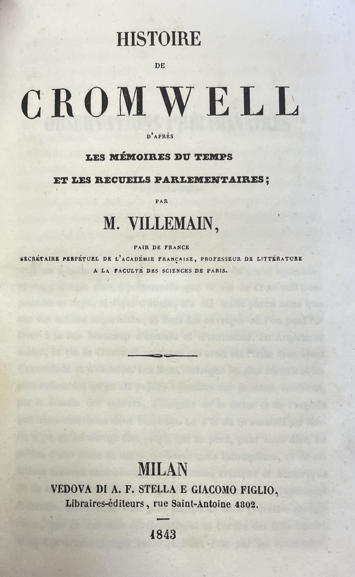 HISTOIRE DE CROMWELL D'APRES LES MEMOIRES DU TEMPS ET LES …