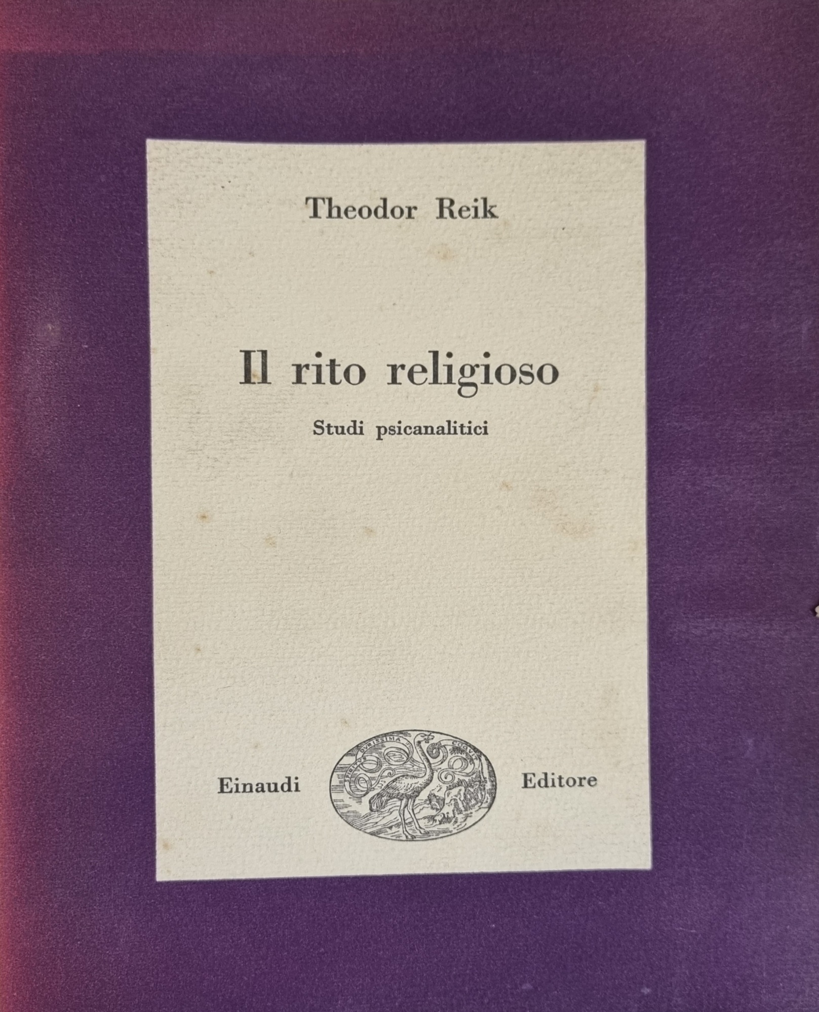 IL RITO RELIGIOSO. STUDI PSICANALITICI