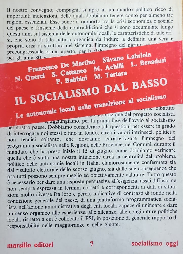 IL SOCIALISMO DAL BASSO. LE AUTONOMIE LOCALI NELLA TRADIZIONE AL …