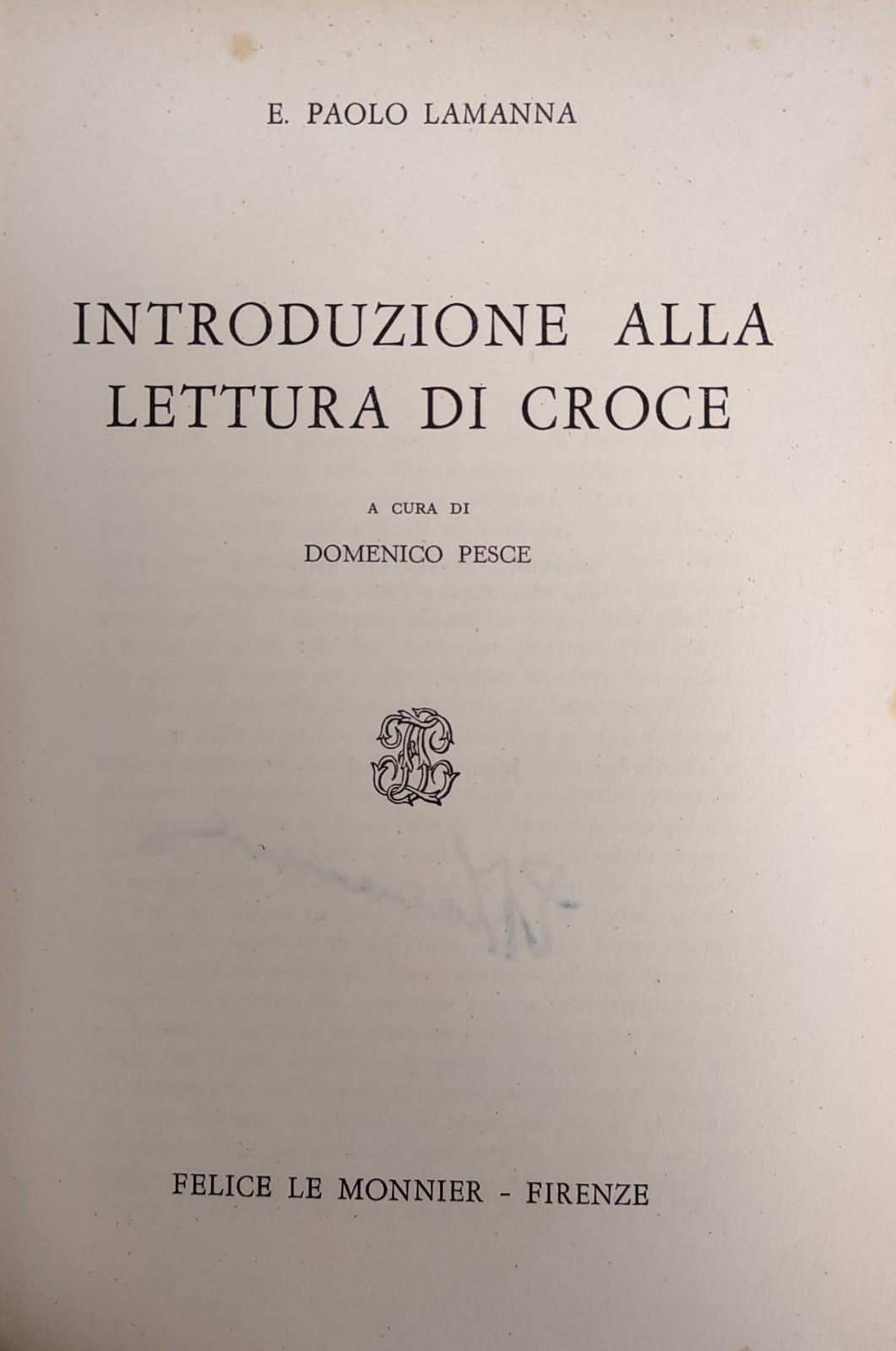 INTRODUZIONE ALLA LETTURA DI CROCE