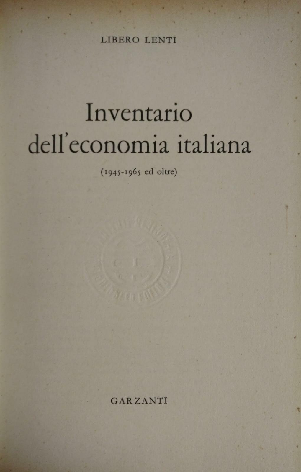 INVENTARIO DELL'ECONOMIA ITALIANA (1945 - 1965 ED OLTRE)