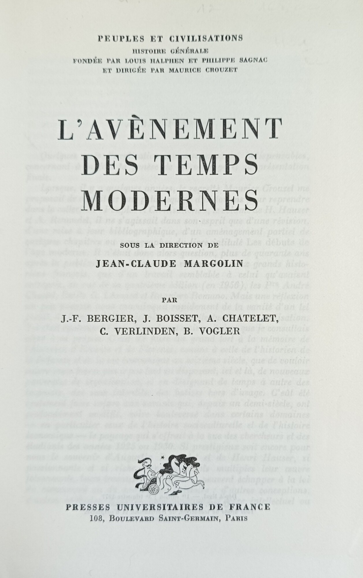 L' AVENEMENT DES TEMPS MODERNES