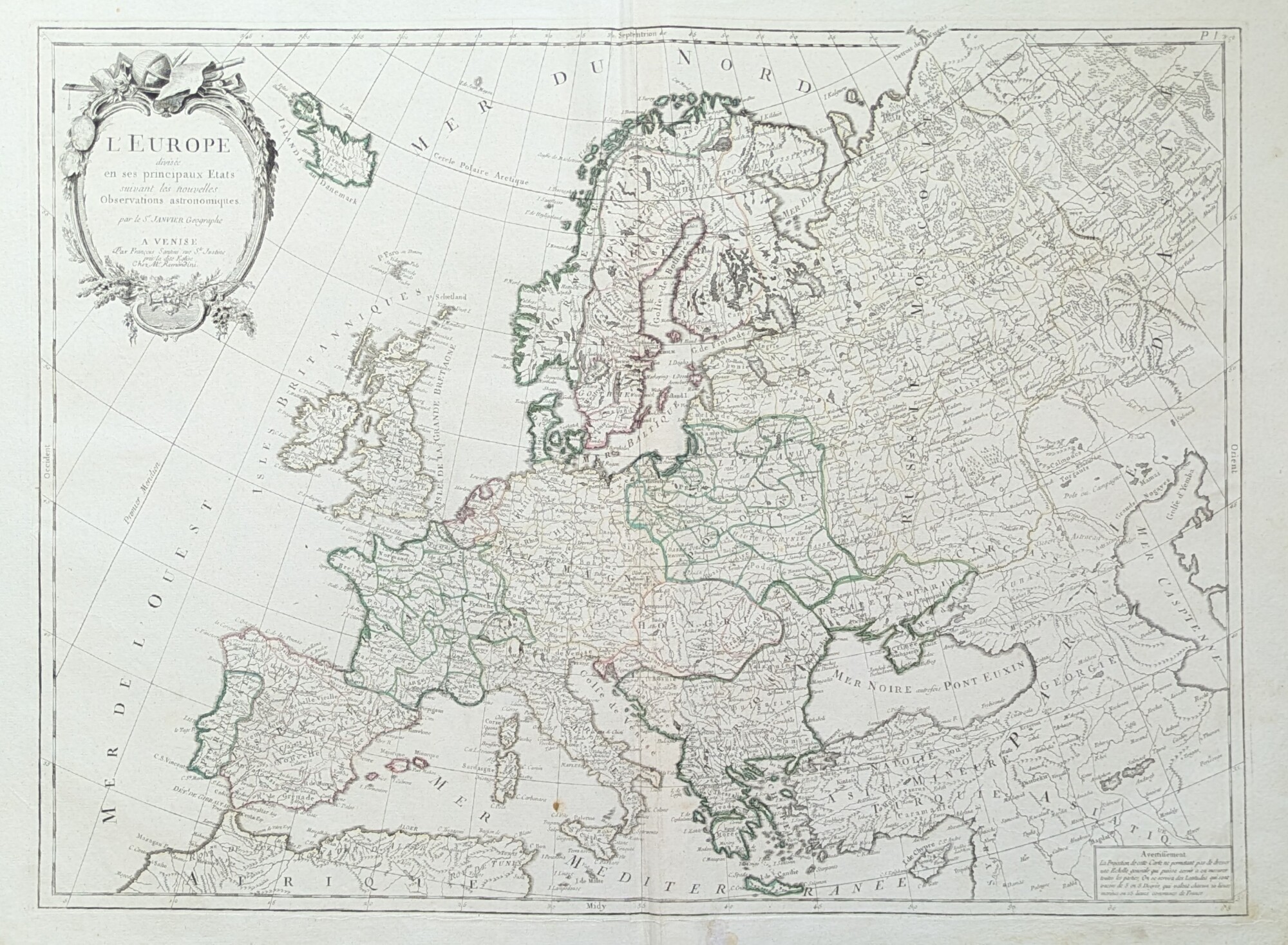 L'EUROPE DIVISEE EN SES PRINCIPAUX ETATS SUIVANT LES NOUVELLES OBSERVATIONS …