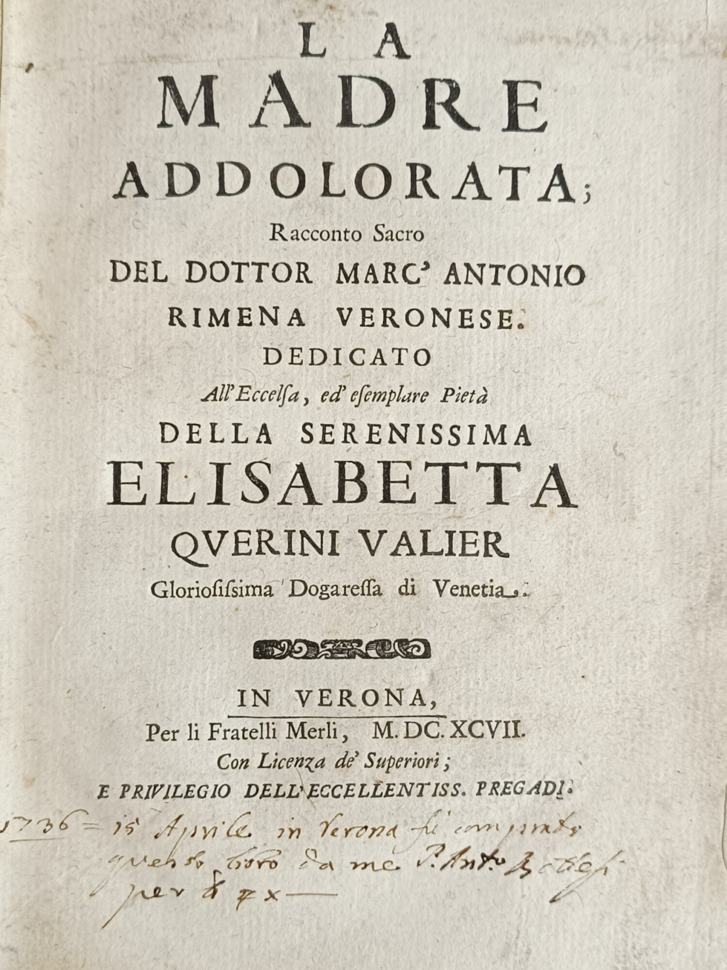 LA MADRE ADDOLORATA; RACCONTO SACRO