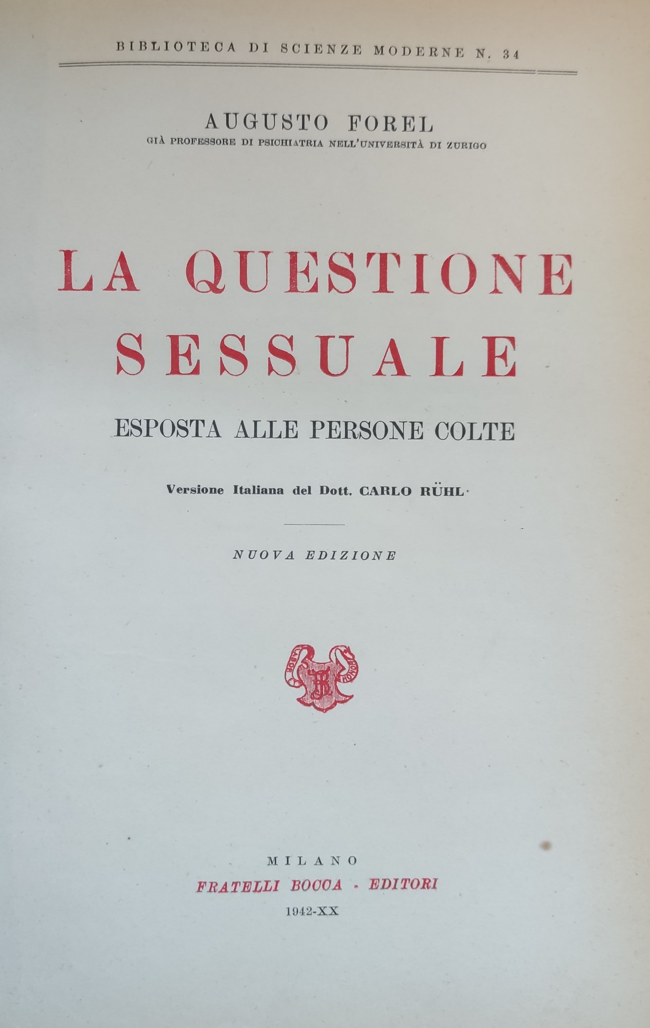 LA QUESTIONE SESSUALE ESPOSTA ALLE PERSONE COLTE