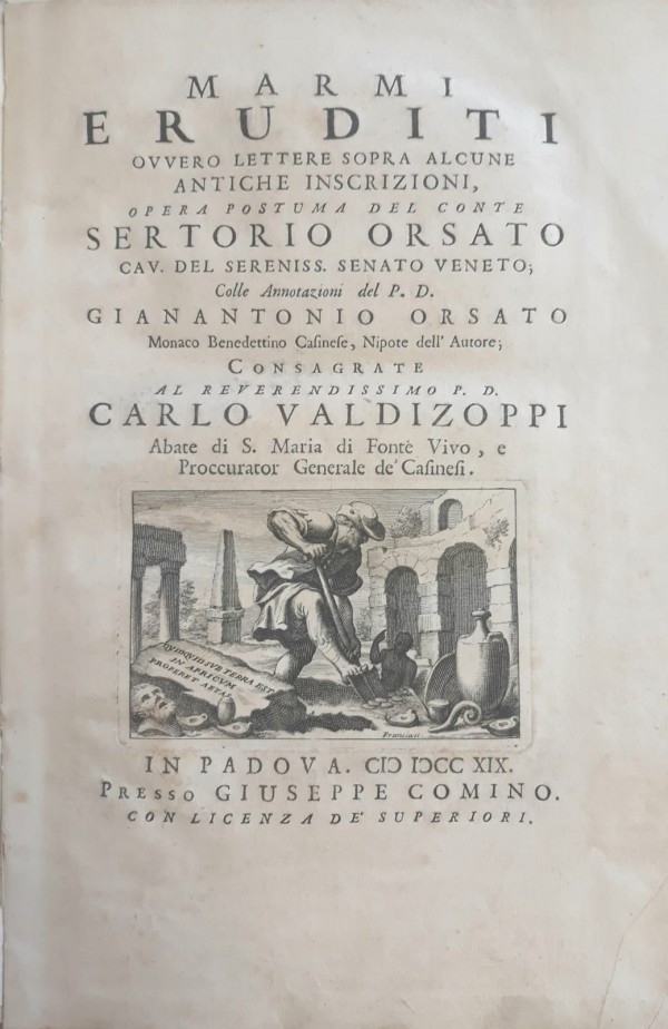 MARMI ERUDITI OVVERO LETTERE SOPRA ALCUNE ANTICHE ISCRIZIONI