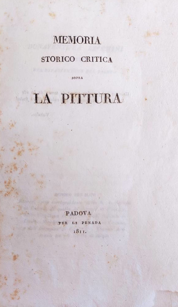 MEMORIA STORICO CRITICA SOPRA LA PITTURA