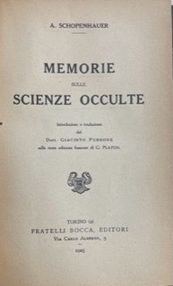 MEMORIE SULLE SCIENZE OCCULTE