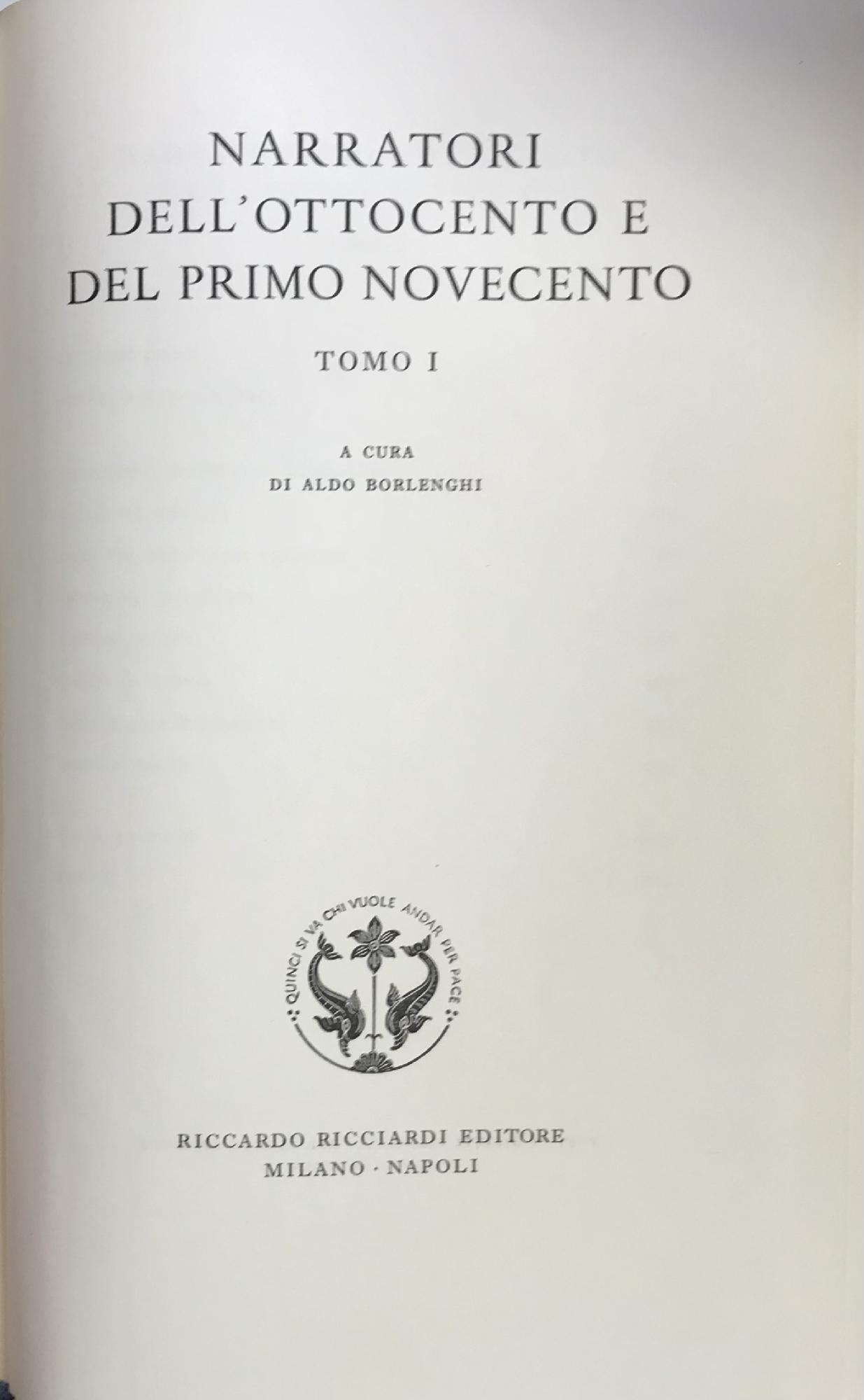 NARRATORI DELL'OTTOCENTO E DEL PRIMO NOVECENTO