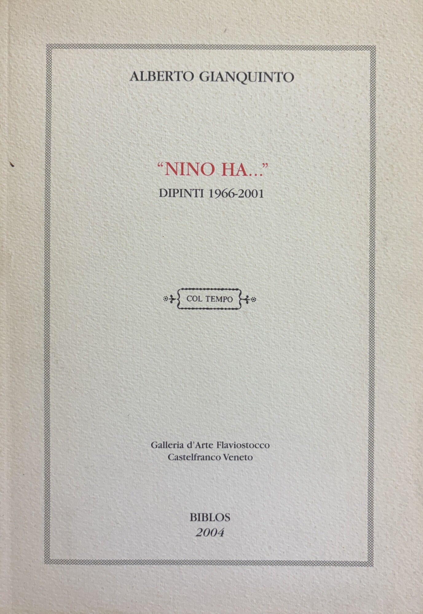 "NINO HA...". DIPINTI 1966 - 2001