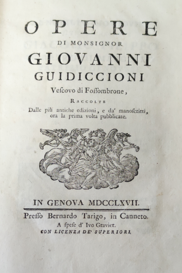 OPERE DI MONSIGNOR GIOVANNI GUIDICCIONI VESCOVO DI FOSSOMBRONE