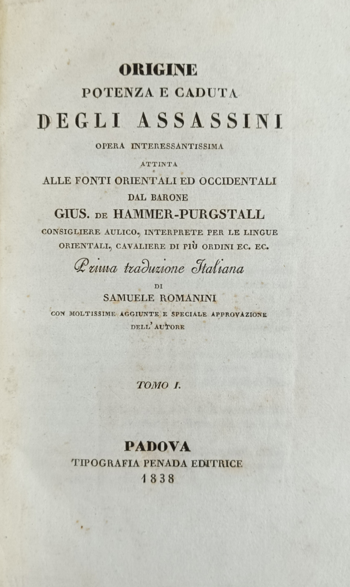 ORIGINE POTENZA E CADUTA DEGLI ASSASSINI