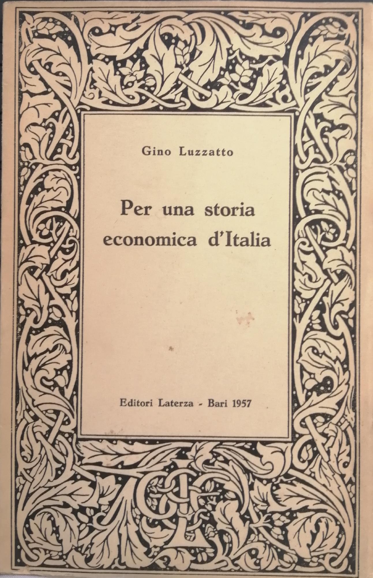 PER UNA STORIA ECONOMICA D'ITALIA