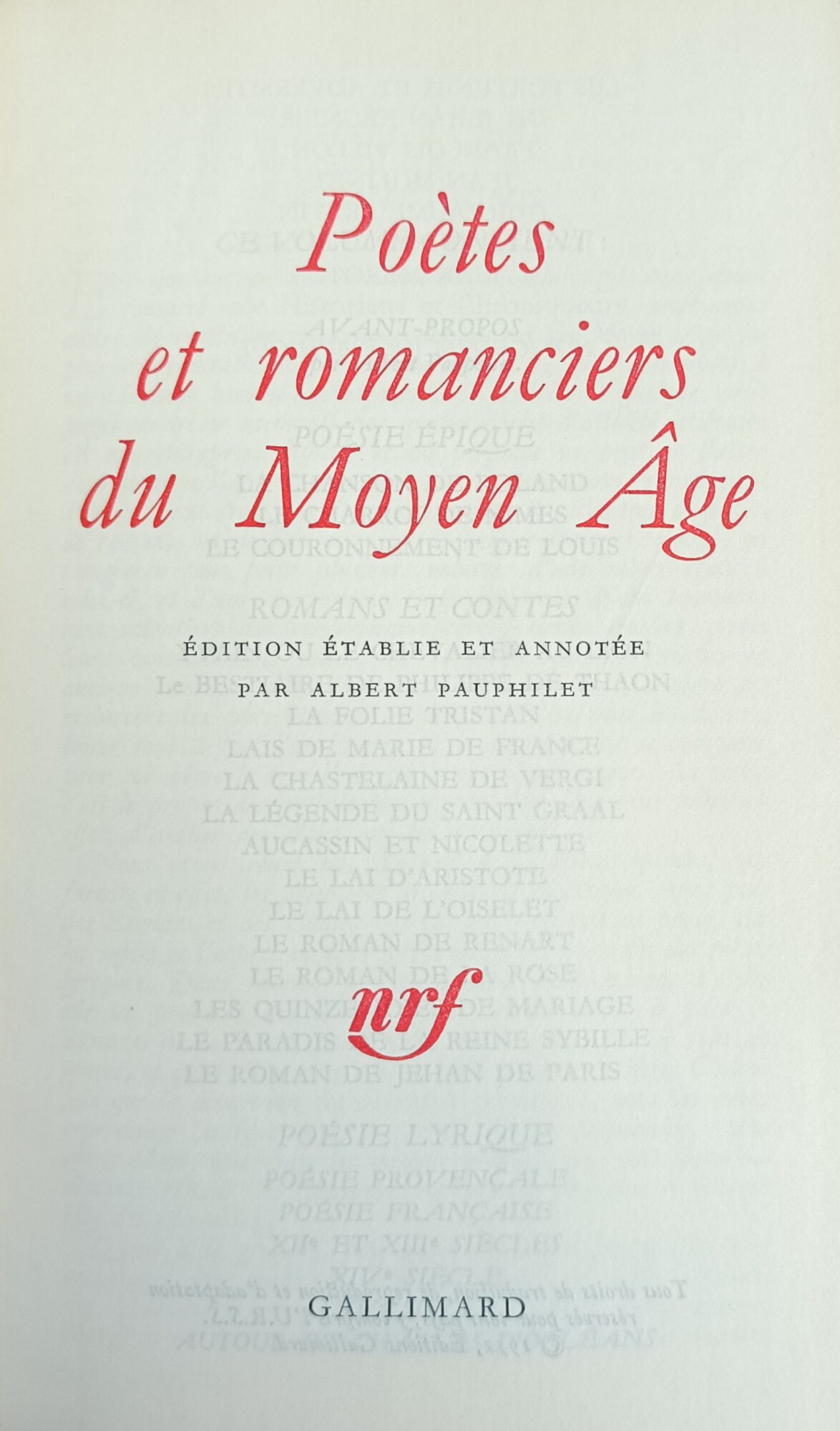 POETES ET ROMANCIERS DU MOYEN AGE
