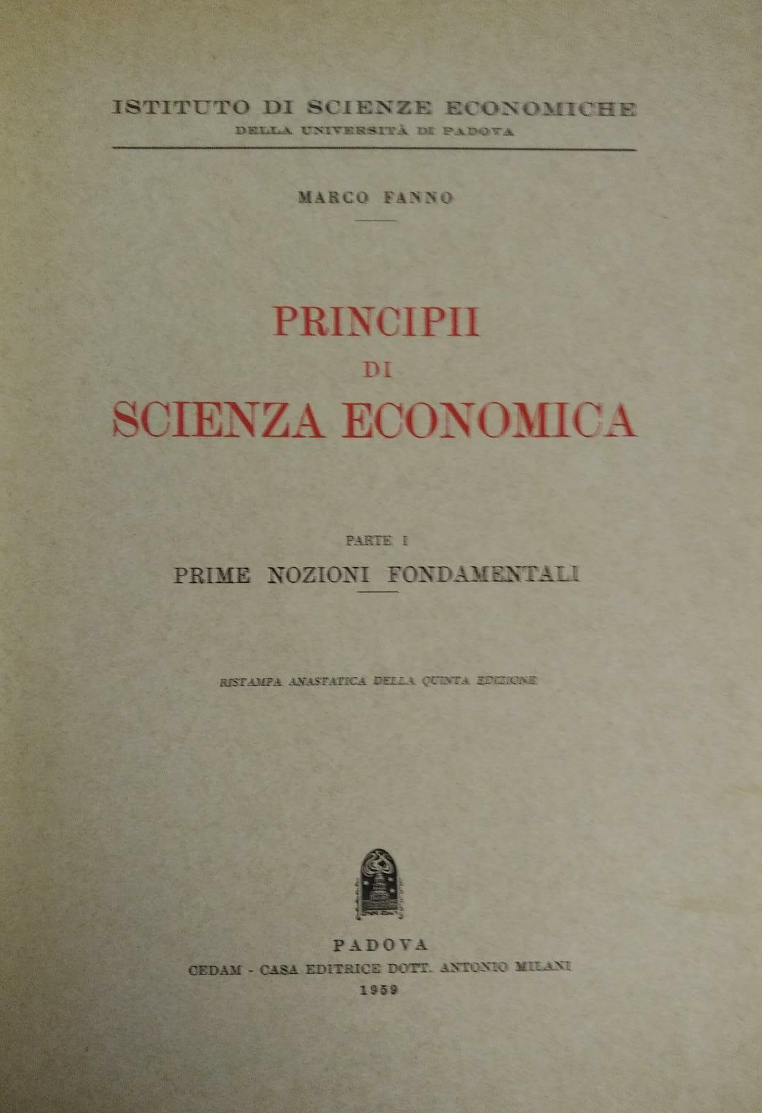 PRINCIPII DI SCIENZA ECONOMICA