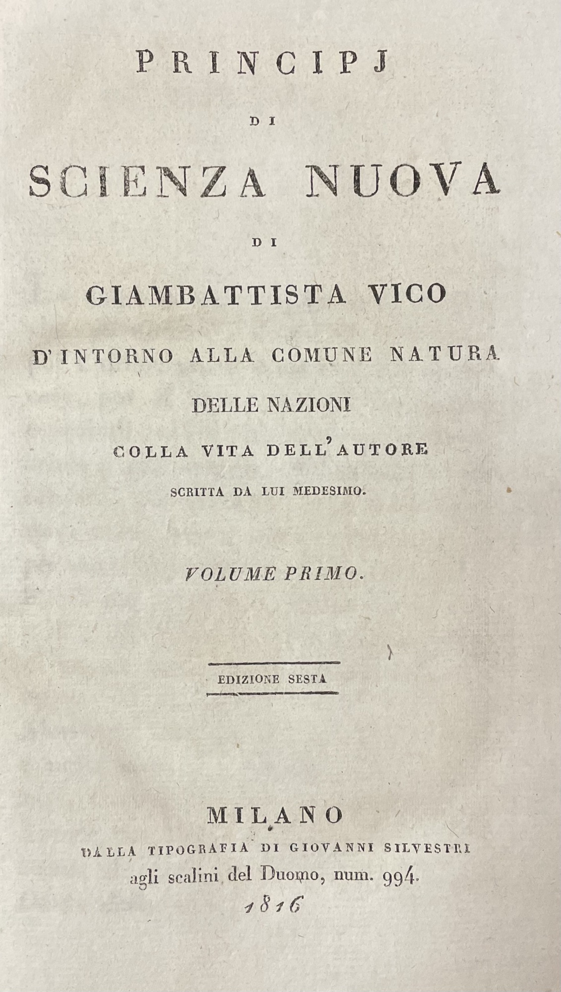 PRINCIPJ DI SCIENZA NUOVA DI GIAMBATTISTA VICO D'INTORNO ALLA COMUNE …