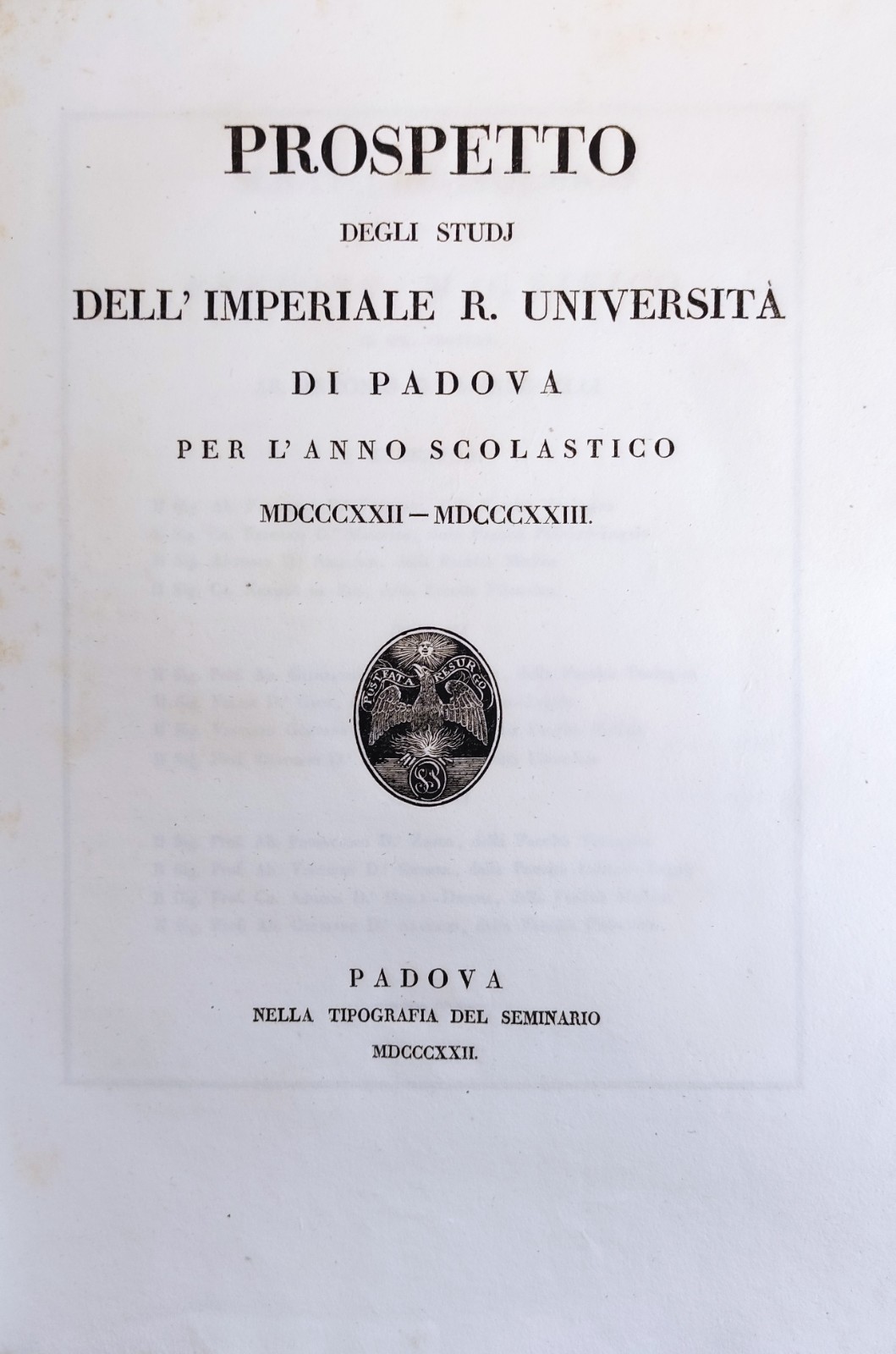 PROSPETTO DEGLI STUDI DELL'IMPERIALE R. UNIVERSITA' DI PADOVA PER L'ANNO …