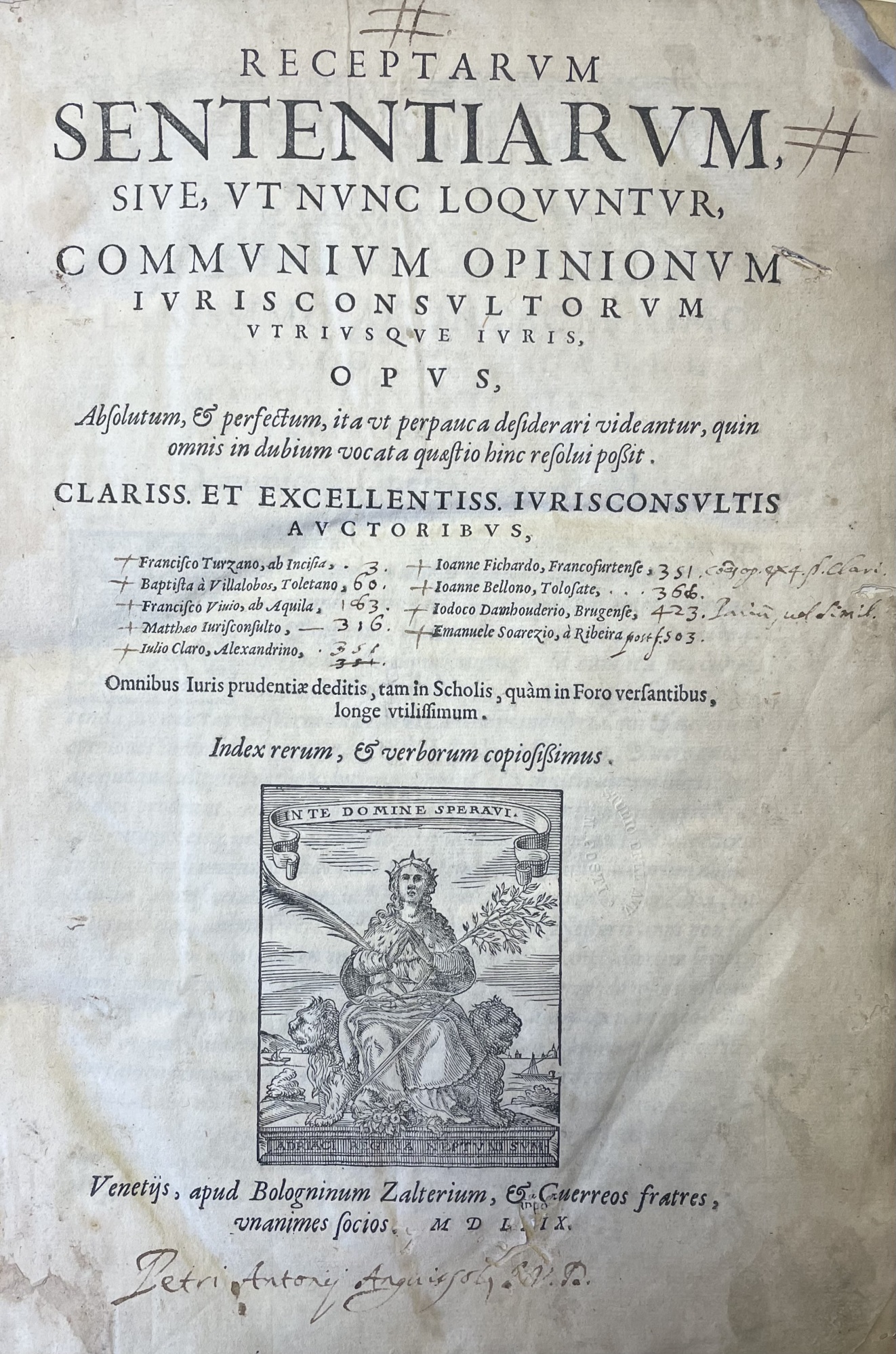 RECEPTARUM SENTENTIARUM, SIVE, UT NUNC LOQUUNTUR, COMMUNIUM OPINIONUM IURISCONSULTORUM UTRIUSQUE …