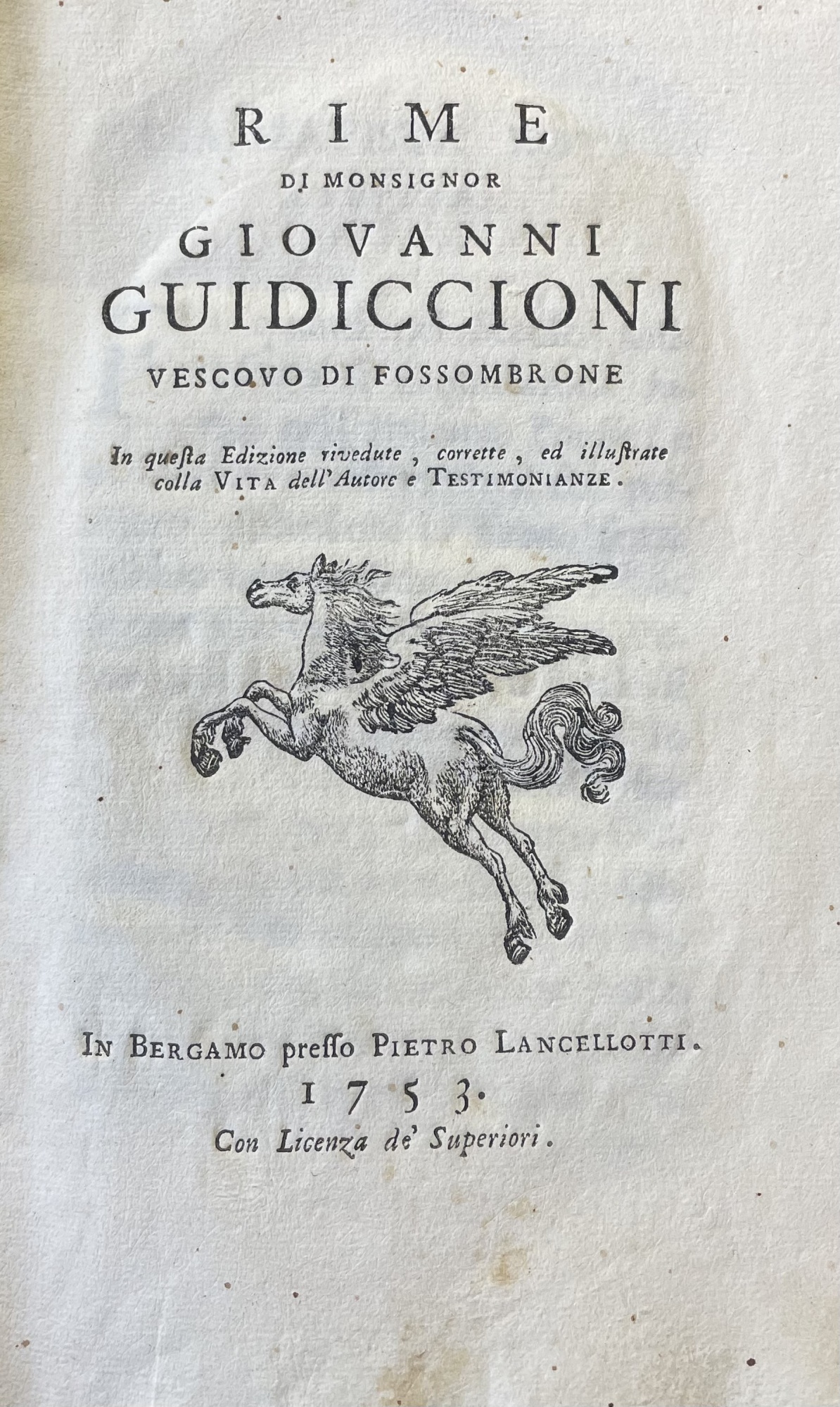 RIME DI MONSIGNOR GIOVANNI GUIDICCIONI VESCOVO DI FOSSOMBRONE. IN QUESTA …