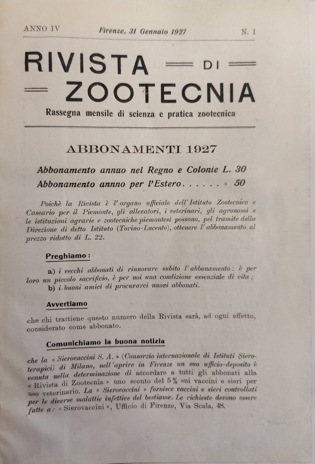 RIVISTA DI ZOOTECNIA