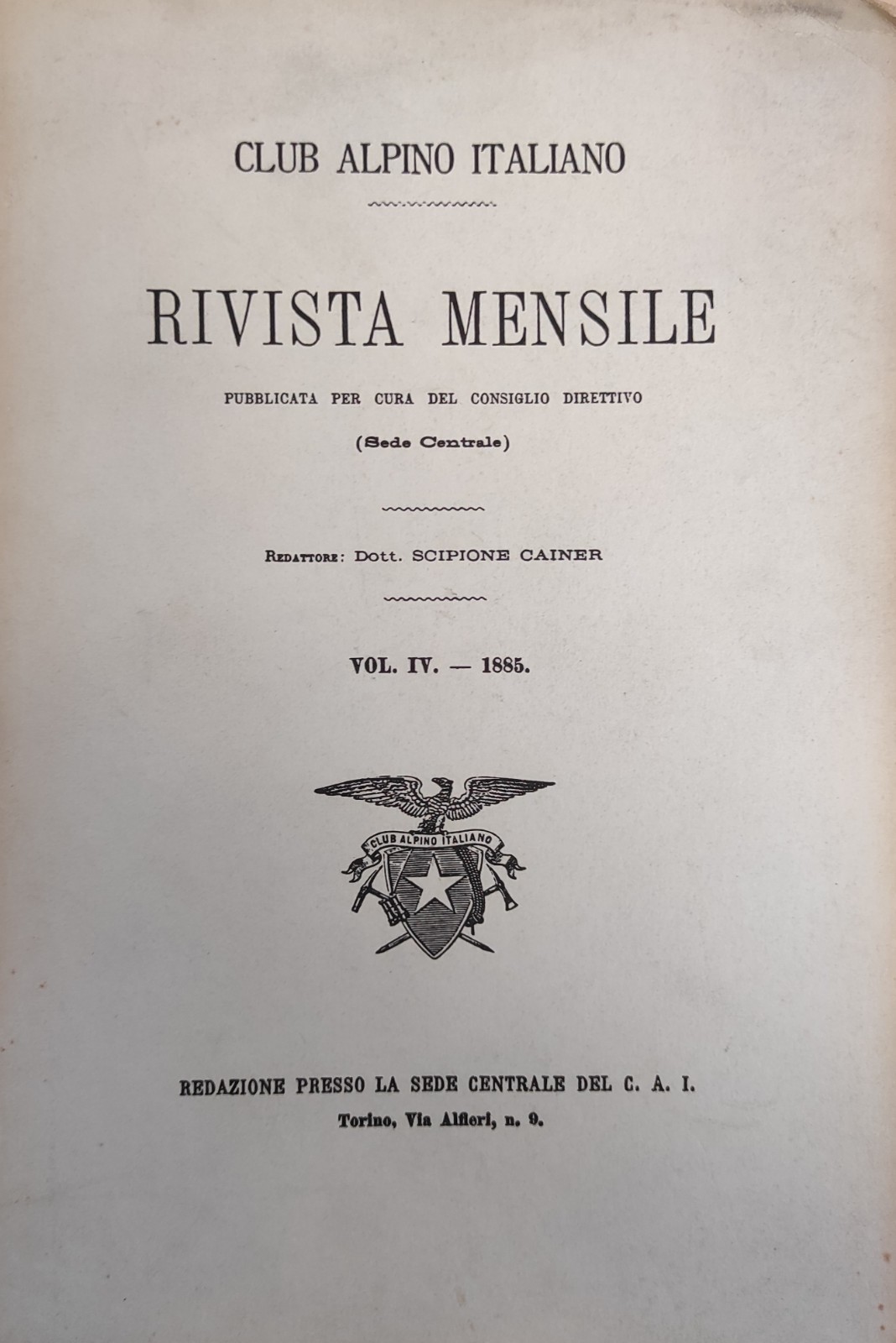 RIVISTA MENSILE. VOL. IV