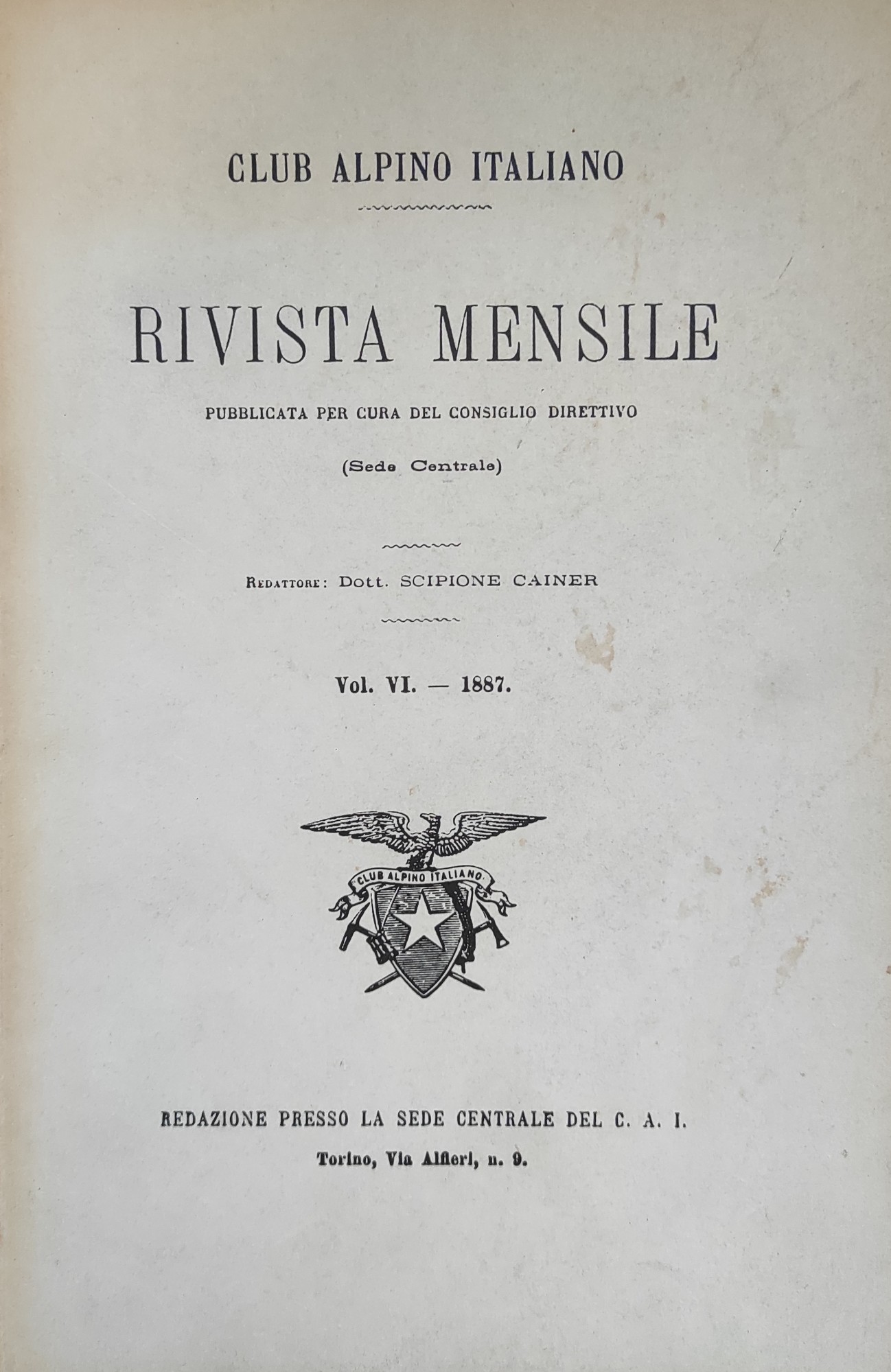 RIVISTA MENSILE. VOL. VI