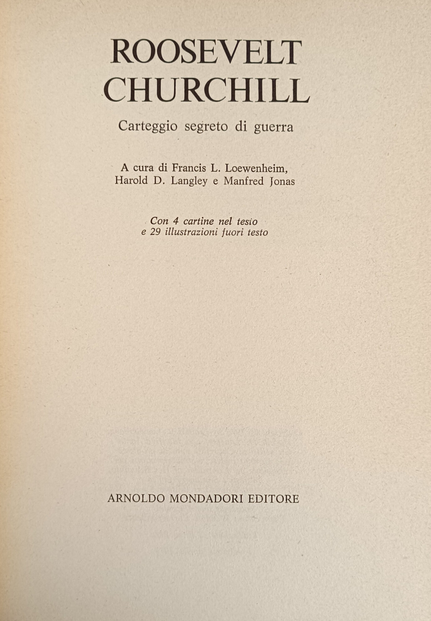 ROOSEVELT CHURCHILL. CARTEGGIO SEGRETO DI GUERRA