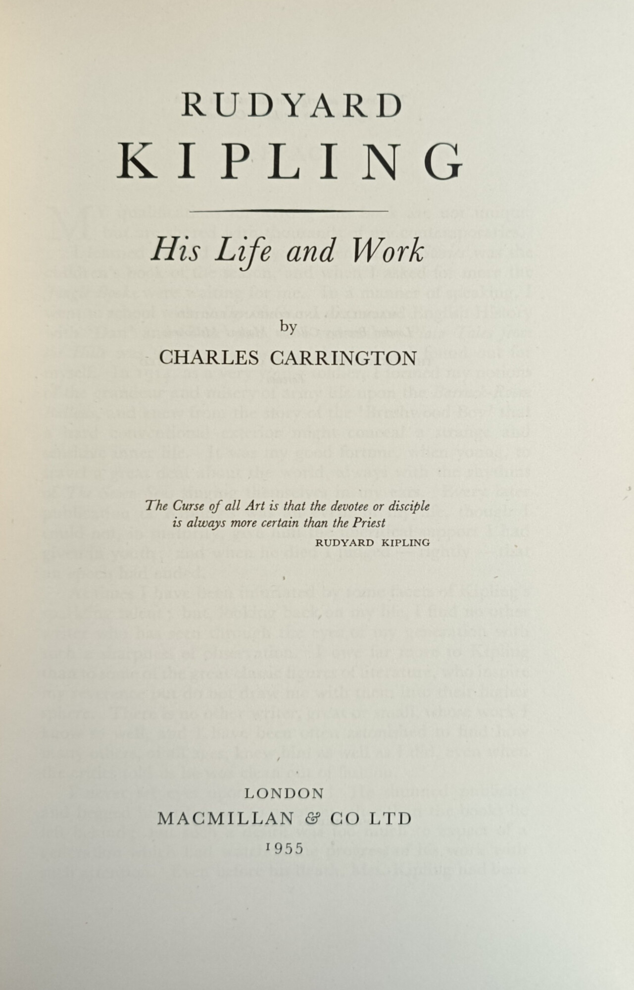 RUDYARD KIPLING. HIS LIFE AND WORK