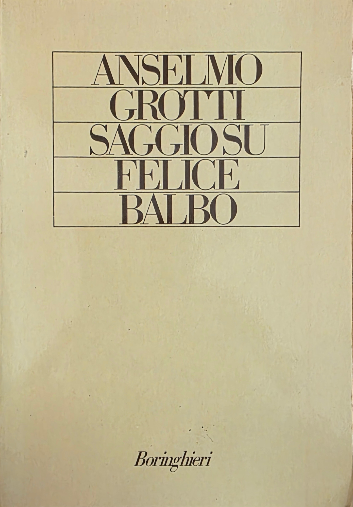 SAGGIO SU FELICE BALBO