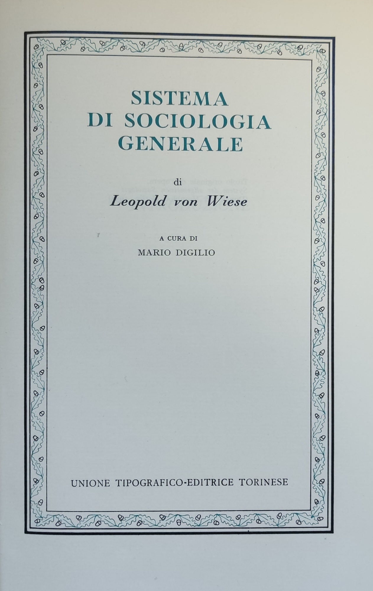 SISTEMA DI SOCIOLOGIA GENERALE