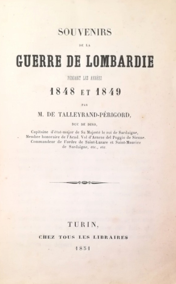 SOUVENIRS DE LA GUERRE DE LOMBARDIE