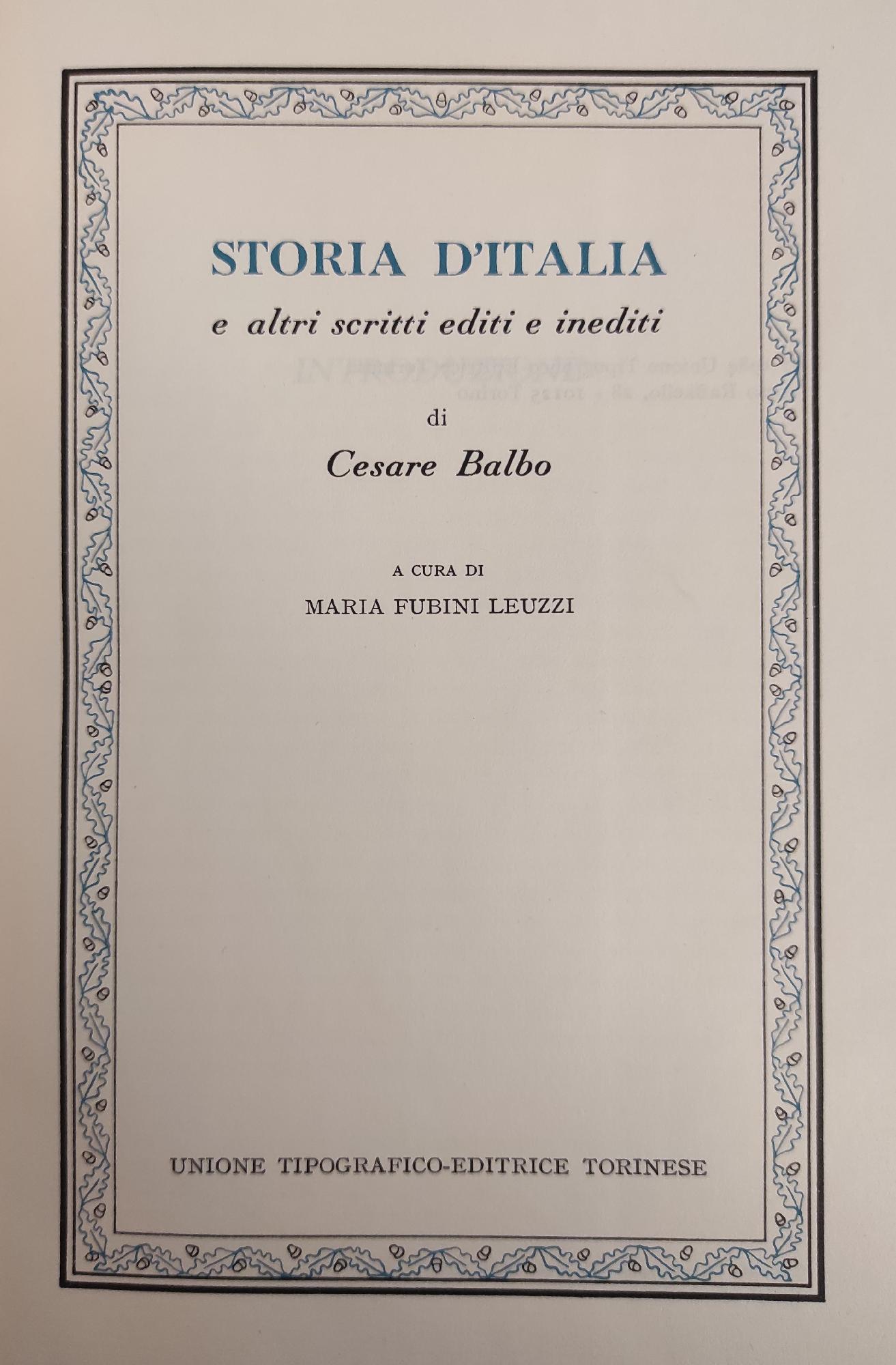 STORIA D' ITALIA E ALTRI SCRITTI EDITI E INEDITI