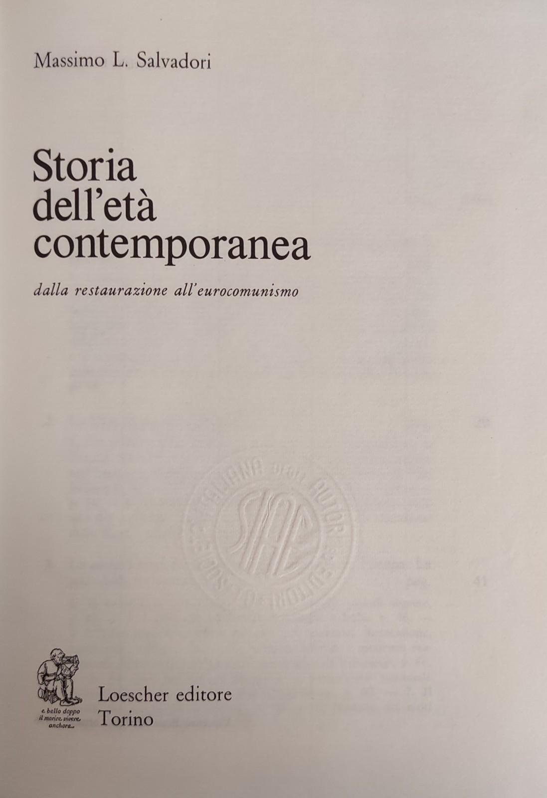 STORIA DELL'ETA' CONTEMPORANEA DALLA RESTAURAZIONE ALL'EUROCOMUNISMO