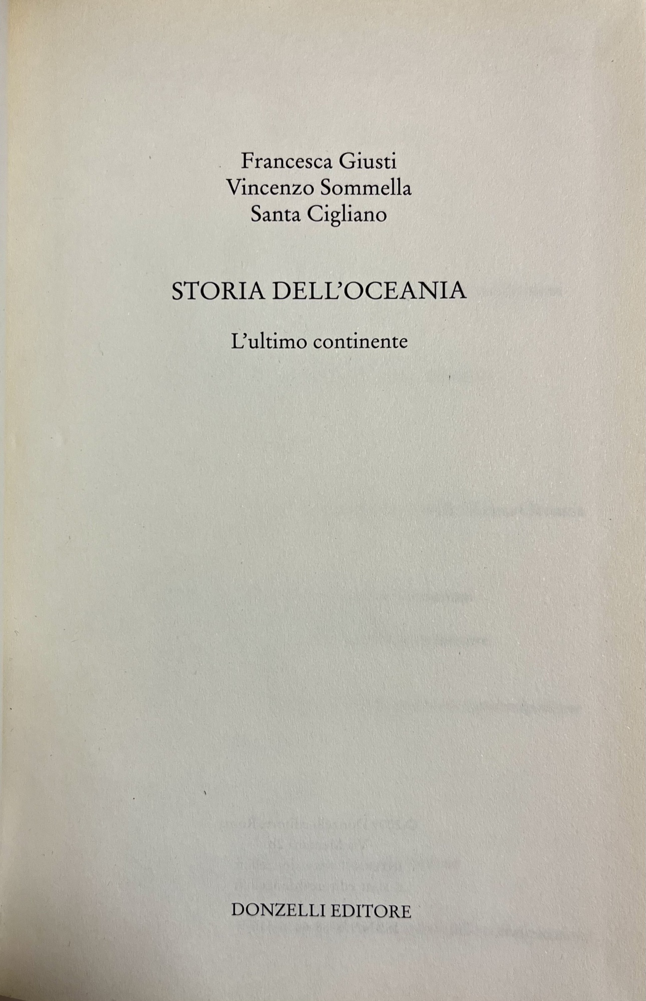 STORIA DELL'OCEANIA. L'ULTIMO CONTINENTE