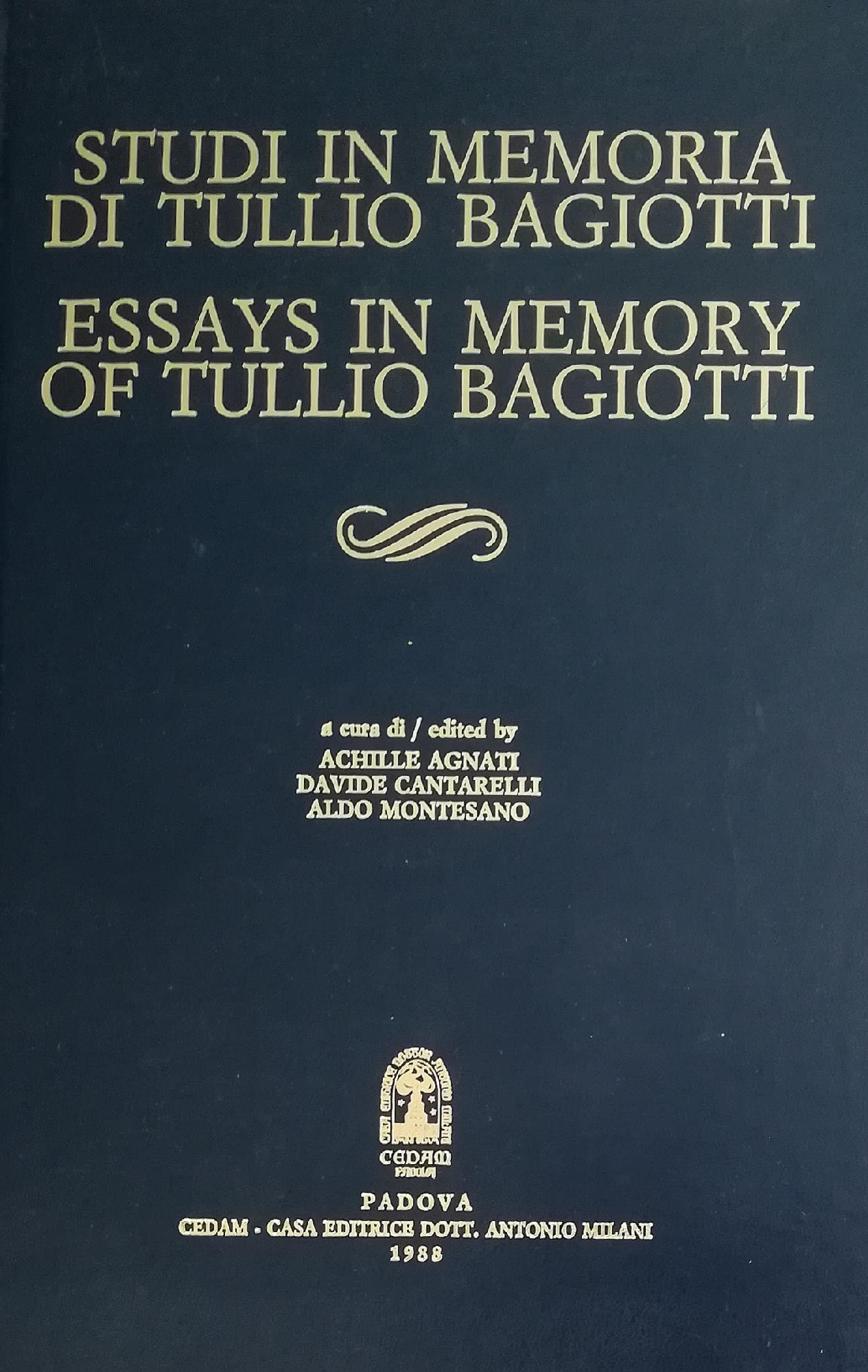 STUDI IN MEMORIA DI TULLIO BAGIOTTI