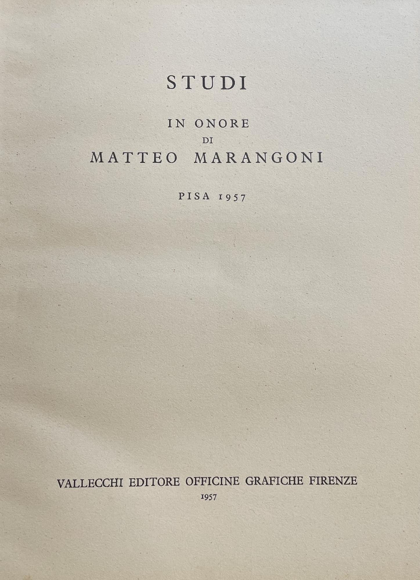 STUDI IN ONORE DI MATTEO MARANGONI