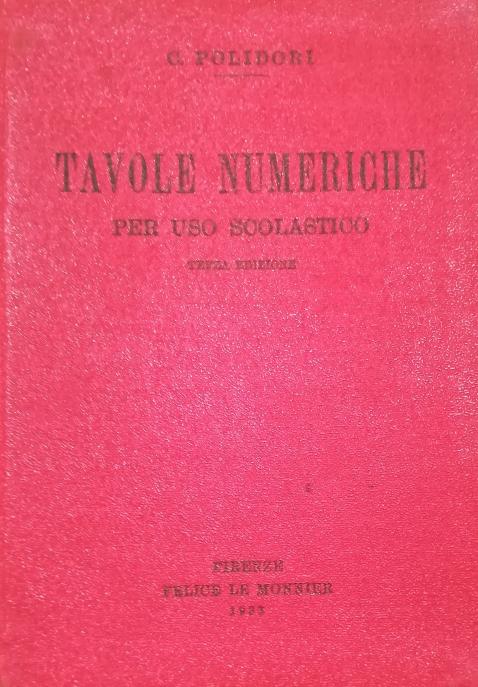 TAVOLE NUMERICHE PER USO SCOLASTICO