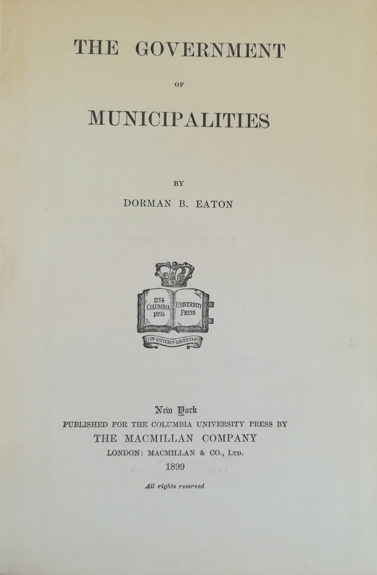 THE GOVERNMENT OF MUNICIPALITIES