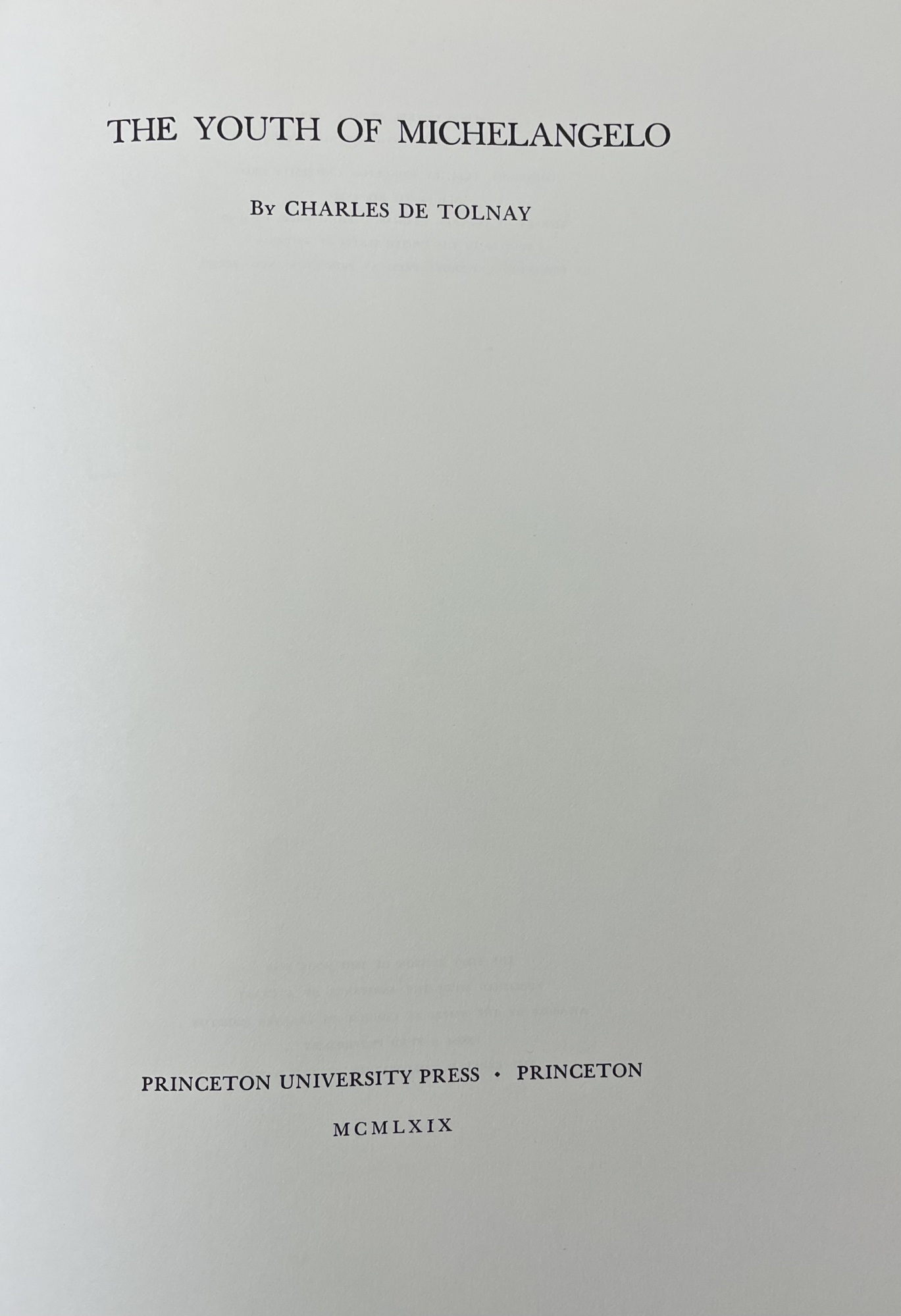 THE YOUTH OF MICHELANGELO