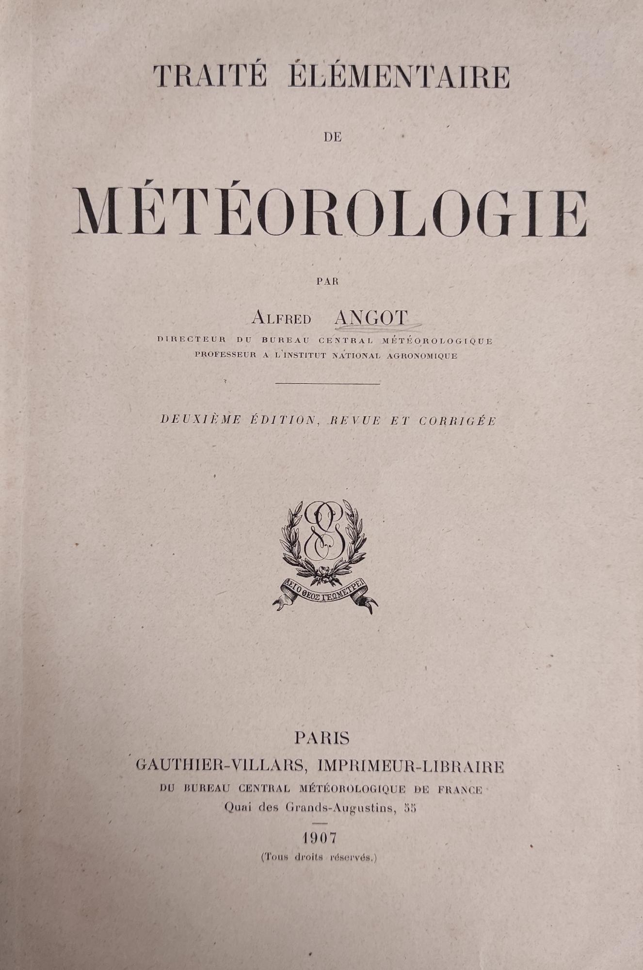 TRAITE ELEMENTAIRE DE METEOROLOGIE