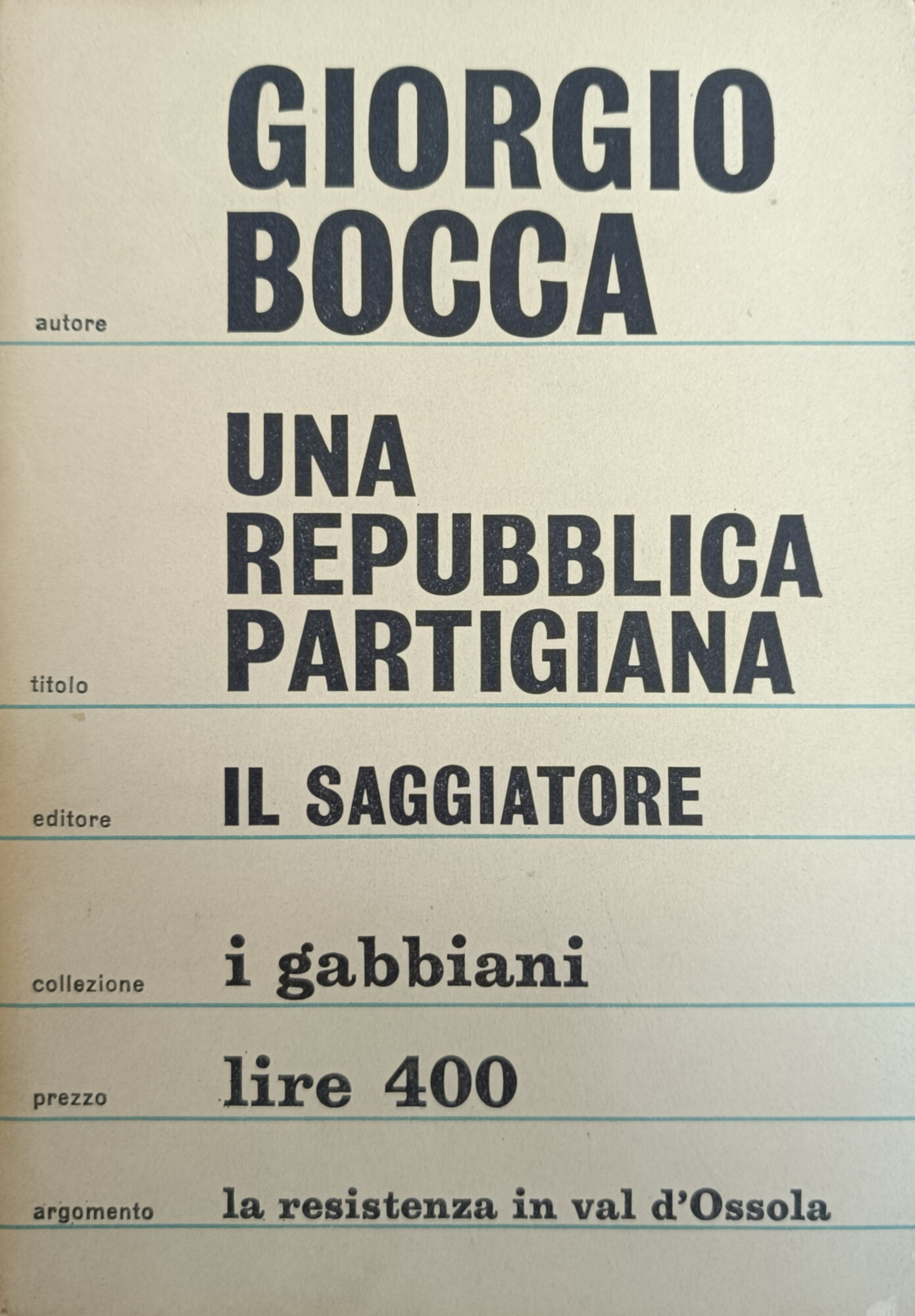 UNA REPUBBLICA PARTIGIANA
