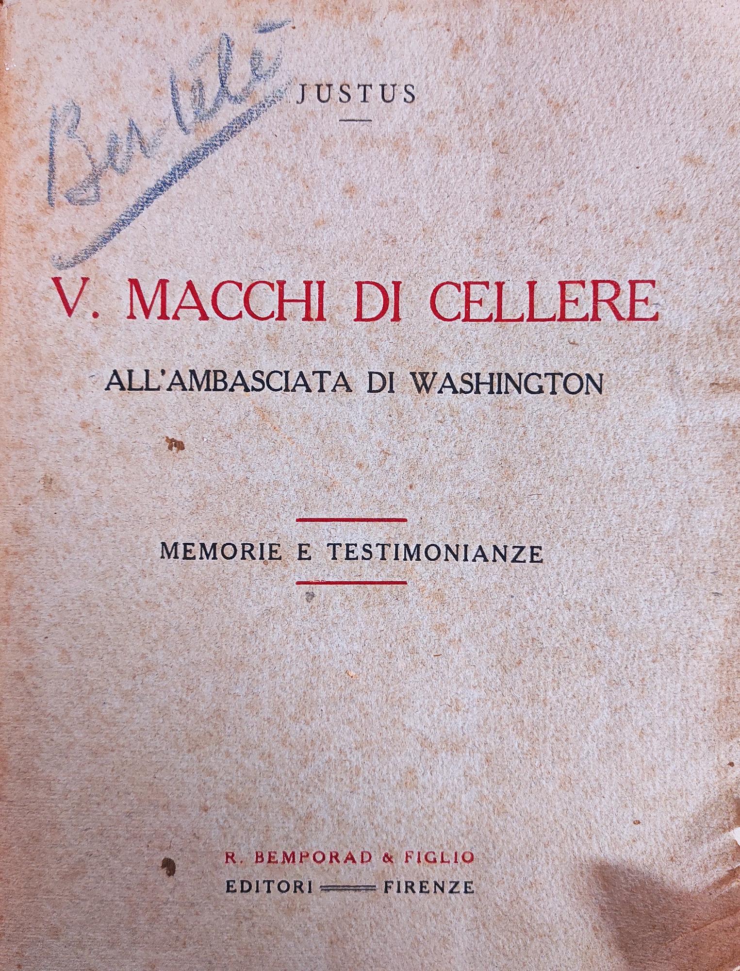 V. MACCHI DI CELLERE ALL'AMBASCIATA DI WASHINGTON