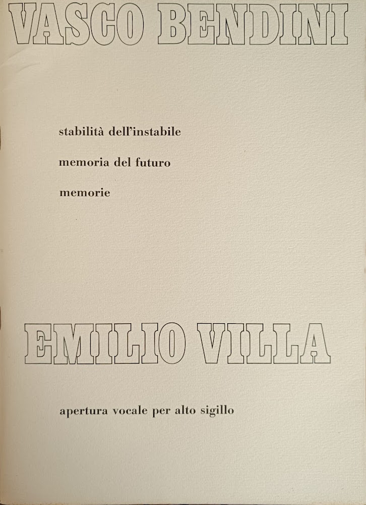 VASCO BENDINI. EMILIO VILLA